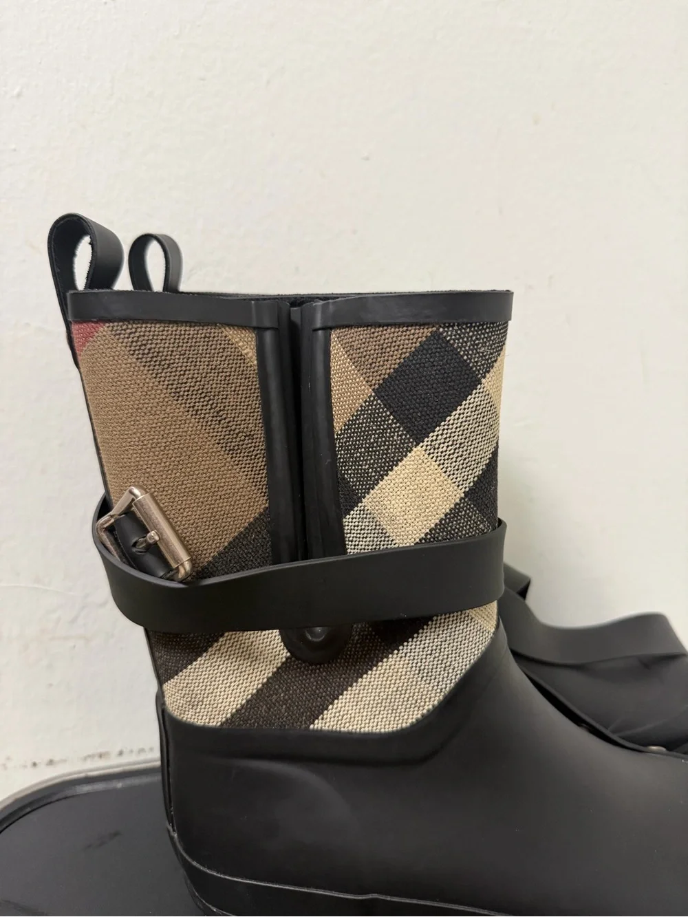 Burberry Black Halloway Nova Check Rain Boot Womens EU SIZE 38